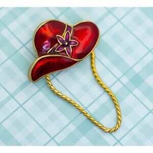 Vintage Elegant Red Hat Brooch - L25